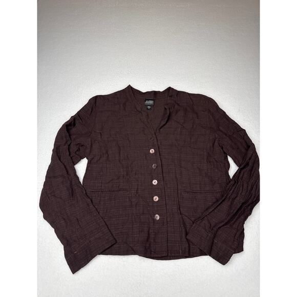 Eileen fisher brown/ purple linen blend jacket? m - Picture 2 of 12